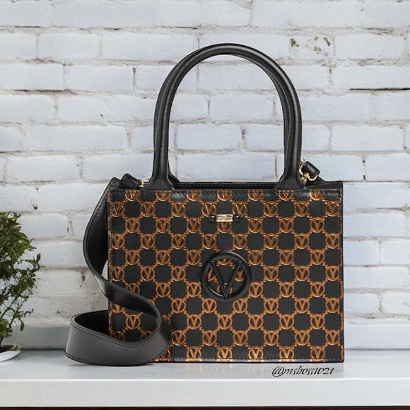 VALENTINO Italy Leather Marie Monogram Tote in Black NWT